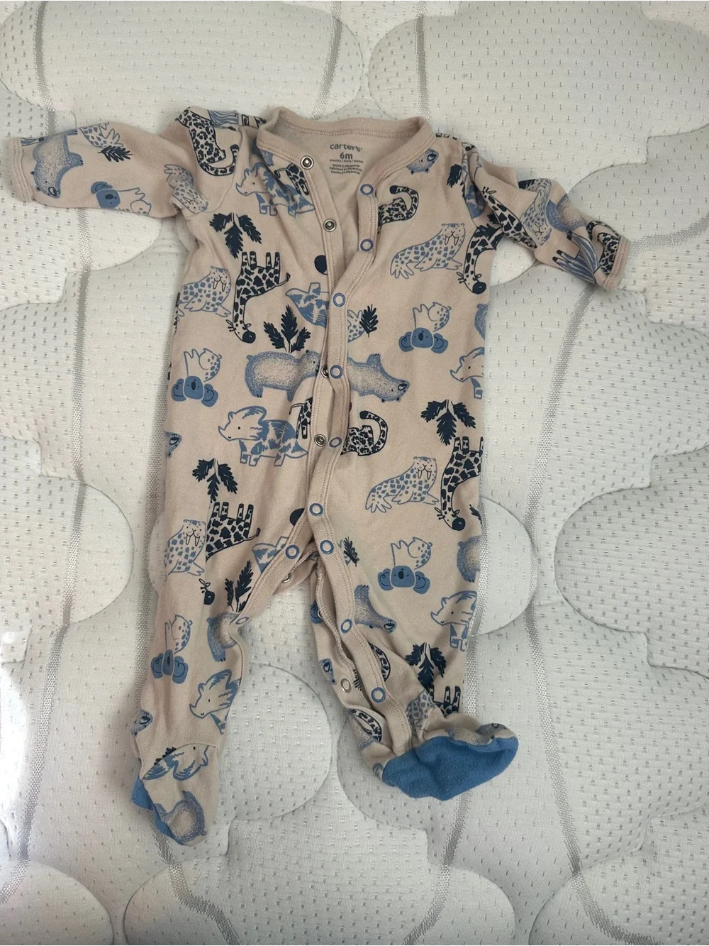 Carter's Navy and Cream Dinosaur Zip Footie Set